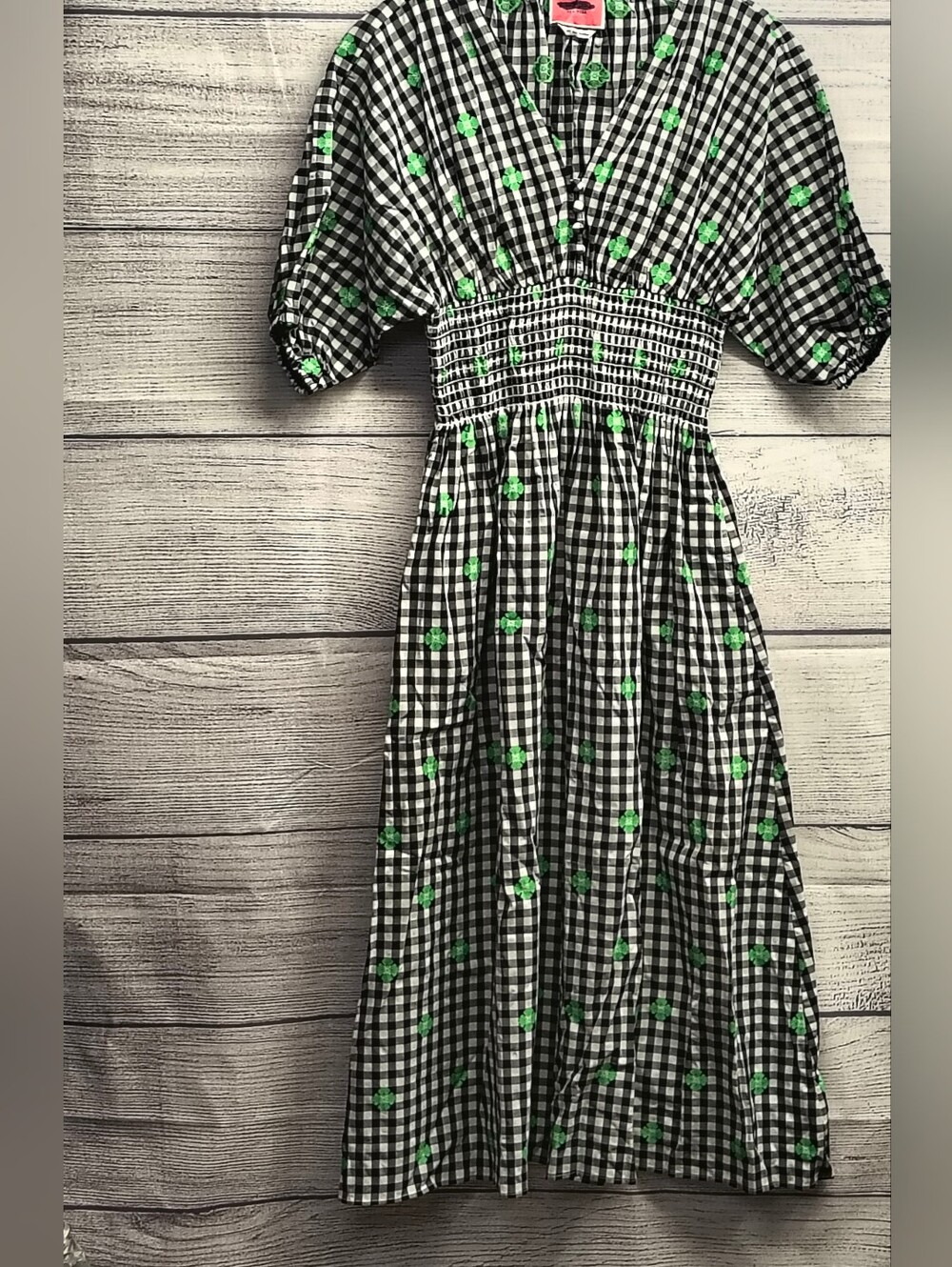 Kate Spade Gingham Voile Smocked Midi Dress XXS